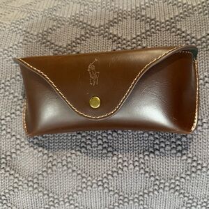 VINTAGE POLO Ralph Lauren BROWN LEATHER SUNGLASS EYE GLASS CASE ONLY.
